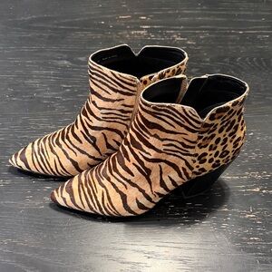 Dolce Vita Zebra and Leopard Print Ankle Booties